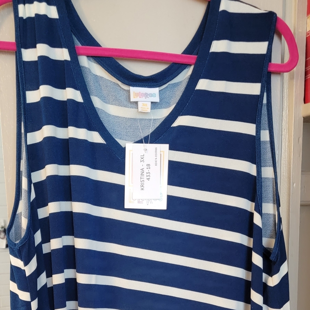 3x Kristina, LuLaRoe, blue and white stripes